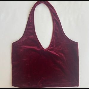 Bozzolo Red Velvet Halter Crop Top
